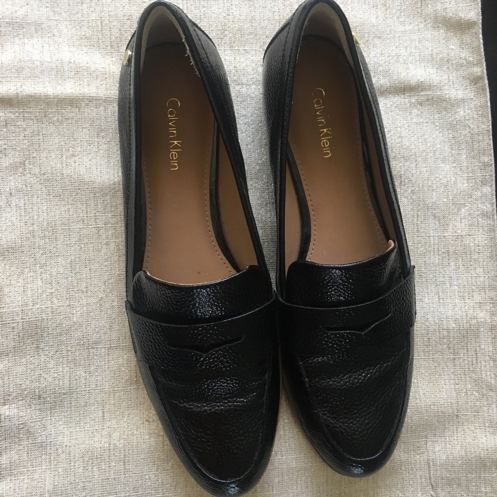 Calvin Klein Black Leather Penny Loafers